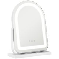 homcom espejo de maquillaje con luz led iluminacion ajustable rotacion regulable de 360 y control tactil 33x12x445 cm blanco