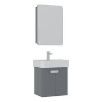 conjunto de mueble con lavabo y espejo 2 piezas  - 55 x 38 x 62 cm - gris