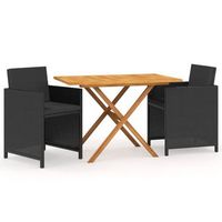 juego de comedor de jardin 3 piezas  mueble de jardin con cojines negro