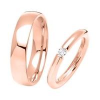 alianzas de boda de acero inoxidable con piedras chapadas en oro rosa