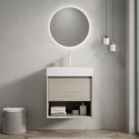 mueble de lavabo - suspendido para bano - contrachapado y resina - roble claro 55x46x60cm