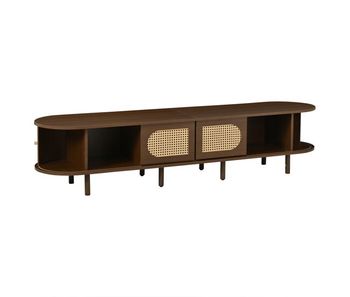 Mueble tv 180x40x40 cm - rattan, 2 puertas + 2 correderas, para tv hasta 80