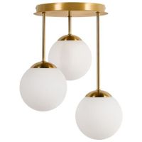 lampara de techo con 3 luces pantallas esfericas moderno sala de estar laton riana