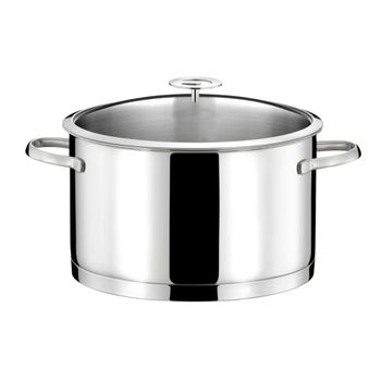 1 cacerola de acero inoxidable de 24 cm, 1 tapa y 1 vaporera universa