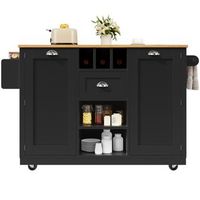 isla de cocina plegable con ruedas 140 x 40 x 935 cm encimera de mdf negra