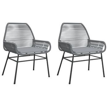 Pack 2 Uds Sillones De Jardín | Silla De Jardín Con Cojines Ratán Sintético Gris