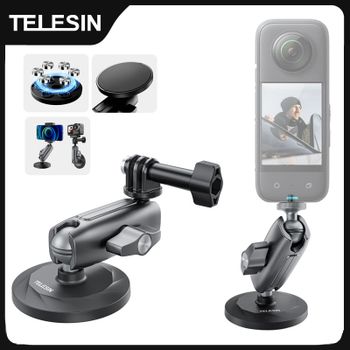 Soporte magnético para cámara de acción TELESIN de aleación de aluminio 360 °   Adaptador 1/4 ajustable para teléfono inteligente GoPro Insta360 DJI OSMO Action