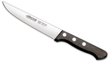 Cuchillo cocina de acero inoxidable de 135 mm mango madera marrón