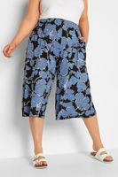yours culottes negros y azules florales cinturilla elastica mujer curvy y tallas grandes yours