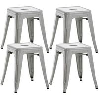 set de 4 taburetes bajos armin metal plateado 40x40x46 cm clp