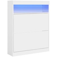 mueble zapatero 80x24x995 cm blanco brillante