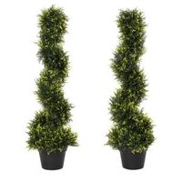 set de 2 cedros artificiales 90 cm en espiral con maceta