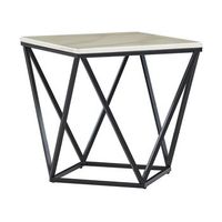 mesa auxiliar efecto marmol beige negro 50 x 50 cm mdf jaula glamour malibu