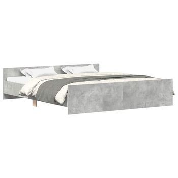 Cama Matrimonial | Cama Para Adultos | Estructura De Cama Con Cabecero Piecero Gris Hormigón 160x200cm