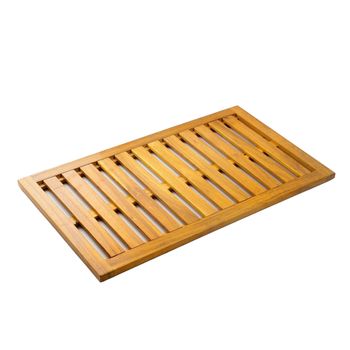 Outsunny Alfombrilla Baño de Madera de Acacia 91x51 cm Alfombra Antideslizante para Baño Spa o Piscina Natural   Aosom España