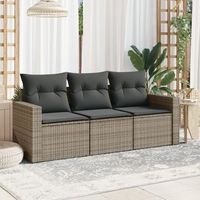 conjunto de sofa de jardin 3 uds  mueble jardin mesa y sillas y cojines ratan sintetico gris cfw349096