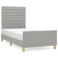 cama individual  cama para adultos  estructura de cama con cabecero de tela gris claro 90x190 cm