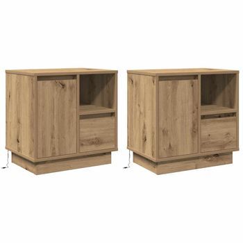 Armario De Noche 2 Uds. Roble Artisan 50 X 34,5 X 50 Cm. Vidaxl