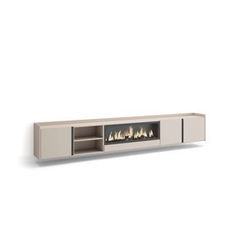 Mueble Tv Viñuela-01 Con Chimenea Eléctrica Suspendido