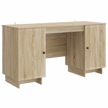 Escritorio Roble Sonoma Madera De Ingeniería 142,5 X 50 X 75 Cm Vidaxl