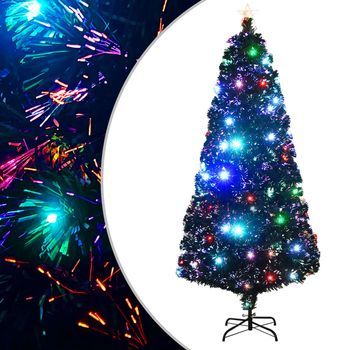 Árbol De Navidad Preiluminado Con Soporte Y Led Fibra Óptica 180 Cm Vidaxl