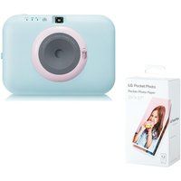 lg pocket photo pc389s instant camera  photo paper bundle - blue blue