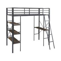 cama alta con escritorio de metal  - 190 x 90 cm - negro
