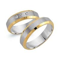alianzas 14 quilates oro amarillo-blanco 3 diamantes