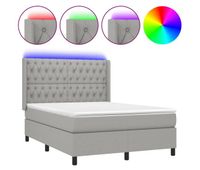cama box spring colchon y luces led tela gris claro 140x190 cm diseno de botones