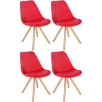 clp set de 4 butacas de salon sofia en tela rojo 54x48x81 cm