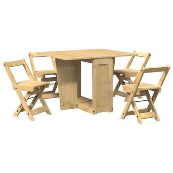 Set Comedor Plegable Mariposa 5 Pzas Corona Madera Pino Marrón Vidaxl