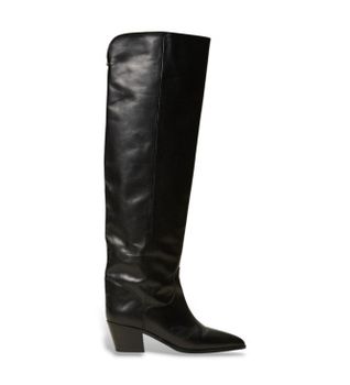 Twinset para mujer. 262TGT046 Botas mosqueteras de piel negro (38), Plano, 1 a 3cm, Ninguno, Casual