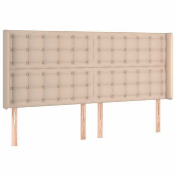 Cabecero Con Orejas Cuero Sintético Capuchino 163x16x118/128 Cm Vidaxl