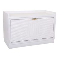 banqueta zapatero de madera blanca 80x38x53