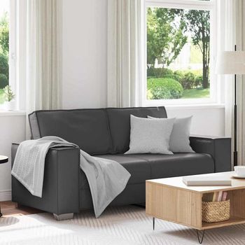 Vidaxl Sofá De Dos Plazas Gris 180 Cm Cuero Sintético