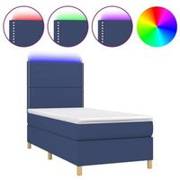 cama individual  cama box spring  cama para adultos colchon y luces led tela azul 100x200 cm
