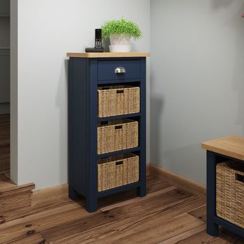 Cole Oak and Blue 4 Drawer Storage Unit