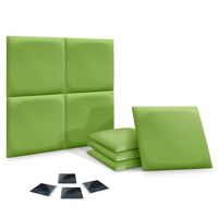 dhome juego de 8 paneles tapizados de polipiel ecologica pack autoadhesivos para pared acusticos absorbentes proteccion verde 60x60cm x8