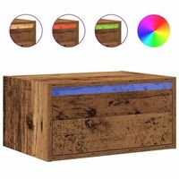 mesita de noche de pared con luces led madera antigua vidaxl
