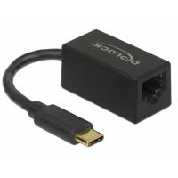 adaptador usb type-c a gigabit lan delock compacto negro