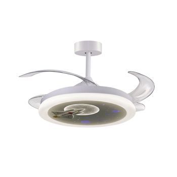 Ventilador De Techo Infantil Nave Bel Air 96w 4 Aspas Retráctiles Blanco Ø91 Cm