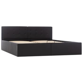 Cama Canapé Hidráulica De Cuero Sintético Negro 160x200 Cm