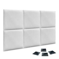 dhome juego de 6 paneles tapizados de tela autoadhesivos para pared acusticos absorbentes proteccion impactos cabeceros blanco 60x60cm x6