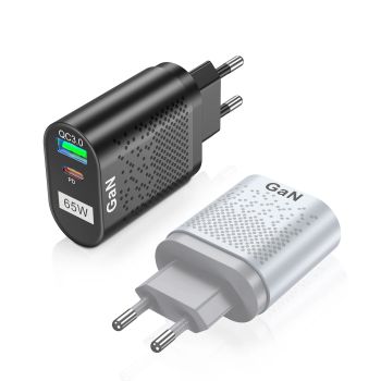 Cargador de pared USLION 65W GaN 33W USB-C PD PPS / 33W USB-A QC3.0 de carga rápida para iPhone 13 13 Mini Para iPad Pro