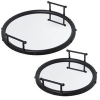 set 2 bandejas metal negro esp ejo