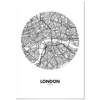 Panorama Cuadro De Aluminio Mapa Círculo De Londres 70x100 Cm