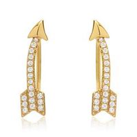 pendientes oro flechas circonita plata 925