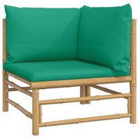 sofa esquinero de jardin  sofa de exterior bambu con cojines verde