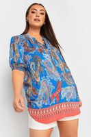yours blusa azul estampado cachemira mujer curvy y tallas grandes yours