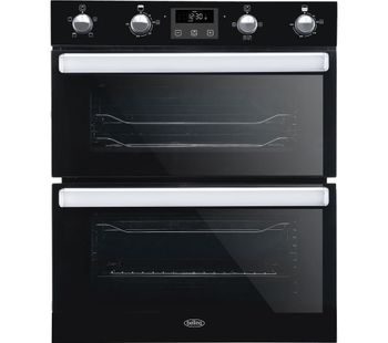 BELLING BI702FP Electric Built-under Double Oven - Black, Black